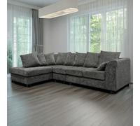 Furnishings For Less Monaco Chenille Fabric 5 Seater L Shaped Corner Sofa - Grey - Left Hand Facing