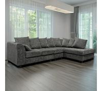 Furnishings For Less Monaco Chenille Fabric 5 Seater L Shaped Corner Sofa - Grey - Right Hand Facing