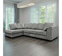 Furnishings For Less Monaco Chenille Fabric 5 Seater L Shaped Corner Sofa - Light Grey - Left Hand Facing