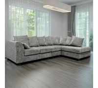 Furnishings For Less Monaco Chenille Fabric 5 Seater L Shaped Corner Sofa - Light Grey - Right Hand Facing