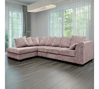 Furnishings For Less Monaco Chenille Fabric 5 Seater L Shaped Corner Sofa - Pink - Left Hand Facing