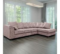 Furnishings For Less Monaco Chenille Fabric 5 Seater L Shaped Corner Sofa - Pink - Right Hand Facing