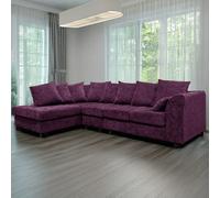 Furnishings For Less Monaco Chenille Fabric 5 Seater L Shaped Corner Sofa - Purple - Left Hand Facing