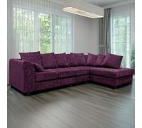 Furnishings For Less Monaco Chenille Fabric 5 Seater L Shaped Corner Sofa - Purple - Right Hand Facing