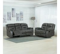 Furnishings For Less Monty Fabric Reclining Sofa Suite 3 + 2 - Grey