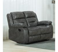 Furnishings For Less Monty Grey Fabric Manual Reclining 2 Seater Sofa