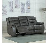 Furnishings For Less Monty Grey Fabric Manual Reclining 3 Seater Sofa