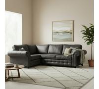Furnishings For Less Oakland 4 Seater Leather Corner Sofa Chesterfield Style - Charcoal - Left Hand Facing