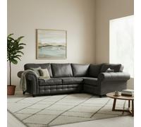 Furnishings For Less Oakland 4 Seater Leather Corner Sofa Chesterfield Style - Charcoal - Right Hand Facing
