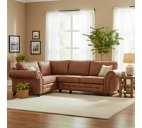 Furnishings For Less Oakland 4 Seater Leather Corner Sofa Chesterfield Style - Tan - Left Hand Facing
