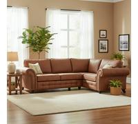 Furnishings For Less Oakland 4 Seater Leather Corner Sofa Chesterfield Style - Tan - Right Hand Facing