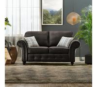 Furnishings For Less Oakland Chesterfield Leather 2 Seater Sofa - Charcoal Grey
