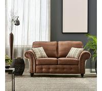 Furnishings For Less Oakland Chesterfield Leather 2 Seater Sofa - Tan