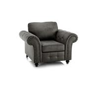 Furnishings For Less Oakland Chesterfield Leather Armchair - Charcoal Grey