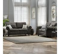 Furnishings For Less Oakland Chesterfield Leather Sofa Suite 3 + 2 - Charcoal Grey