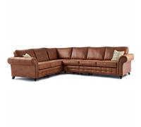 Furnishings For Less Oakland Large 6 Seater Leather Corner Sofa Chesterfield Style - Tan - Left Hand Facing