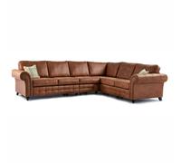 Furnishings For Less Oakland Large 6 Seater Leather Corner Sofa Chesterfield Style - Tan - Right Hand Facing
