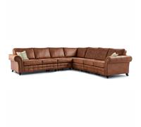 Furnishings For Less Oakland Large 7 Seater Leather Corner Sofa Chesterfield Style - Tan