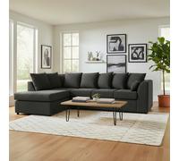 Furnishings For Less Paris Boucle Charcoal 5 Seater L Shaped Corner Sofa - Left Hand Facing