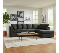 Furnishings For Less Paris Boucle Charcoal 5 Seater L Shaped Corner Sofa - Right Hand Facing