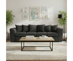 Furnishings For Less Paris Boucle Charcoal Fabric 4 Seater Sofa