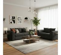 Furnishings For Less Paris Boucle Charcoal Fabric Sofa Suite