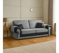 Furnishings For Less UK Portland Fabric 3 Seater Sofa Rolled Arms Black And Grey