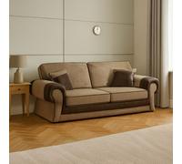 Furnishings For Less UK Portland Fabric 3 Seater Sofa Rolled Arms Brown And Beige