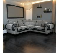 Furnishings For Less Portland Mixed Fabric Cord 5 Seater Corner Sofa - Black and Grey