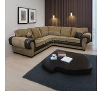 Furnishings For Less Portland Mixed Fabric Cord 5 Seater Corner Sofa - Brown and Beige