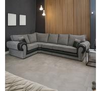 Furnishings For Less Portland Mixed Fabric Cord 5 Seater L Shape Corner Sofa - Black and Grey - Left Hand Facing