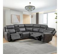 Furnishings For Less Techtronic Leather Like Smart Electric Reclining Corner Sofa