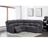 Furnishings For Less UK Alaska Grey Fabric Reclining Corner Sofa 5 Seater Suede Manual Recliner Comfortable Padded Arms
