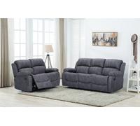 Furnishings For Less Alaska Full Fabric Reclining Sofa Suite 3 + 2 - Grey