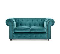 Furnishings For Less UK Ashbourne Chesterfield Large Velvet Fabric 2 Seater Sofa Studded Design in Teal Furnishings For Less UK Teal