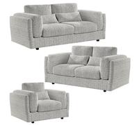 Furnishings For Less UK Bali 3 Piece Sofa Suite Chenille Modern 3 + 2 + 1 Grey
