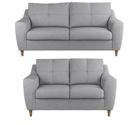 Furnishings For Less UK Baxter Tufted Fabric Sofa Suite 3 Seater & 2 Seater Sofa - Charcoal, Silver, Oatmeal or Sage in Silver Furnishings For Less UK Silver