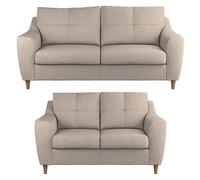 Furnishings For Less UK Baxter Tufted Fabric Sofa Suite 3 Seater & 2 Seater Sofa - Charcoal, Silver, Oatmeal or Sage in Beige Furnishings For Less UK Beige