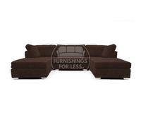 Furnishings For Less UK Bishop Chocolate U Shaped Soft Fabric Jumbo Cord Detachable 5 Seater Large Sofa
