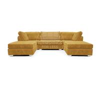 Furnishings For Less UK Bishop U Shaped Soft Fabric Jumbo Cord Detachable 5 Seater Large Sofa in Mustard Furnishings For Less UK Mustard