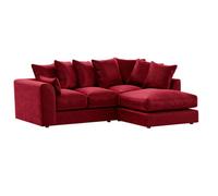 Furnishings For Less UK Brooklyn Plush Velvet 3 To 4 Seater L Shaped Corner Sofa Fibre Red Right Hand Facing