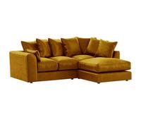 Furnishings For Less UK Brooklyn Plush Velvet 3 To 4 Seater L Shaped Corner Sofa Gold Right Hand Facing