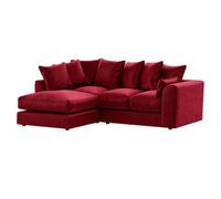 Furnishings For Less UK Brooklyn Plush Velvet 3 To 4 Seater L Shaped Corner Sofa Red Left Hand Facing