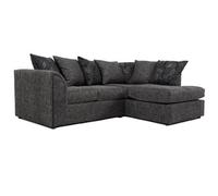 Furnishings For Less UK Byron Dundee Chenille Fabric 3 To 4 Seater L Shaped Corner Sofa Grey Right Hand Facing