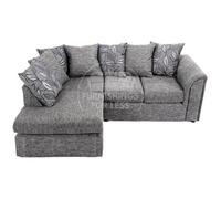 Furnishings For Less UK Byron Dundee Chenille Fabric 3 To 4 Seater L Shaped Corner Sofa Light Grey Left Hand Facing