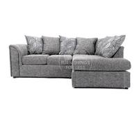 Furnishings For Less UK Byron Dundee Chenille Fabric 3 To 4 Seater L Shaped Corner Sofa Light Grey Right Hand Facing