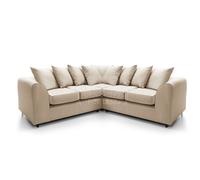 Furnishings For Less UK Casper 5 Seater Chenille Fabric Corner Sofa L Shaped 2 Corner 2 - Scatter Back in Beige Furnishings For Less UK Beige