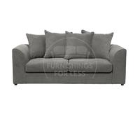Furnishings For Less UK Casper Chenille 3 Seater Sofa Scatter Back Curved Arm in Grey Furnishings For Less UK Grey