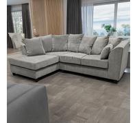 Furnishings For Less UK Casper Chenille 3 to 4 Seater L Shaped Corner Sofa Left Hand Facing in Grey Furnishings For Less UK Grey