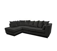 Furnishings For Less UK Casper Chenille Large 5 Seater L Shaped Corner Sofa Left Hand Facing in Black Furnishings For Less UK Black